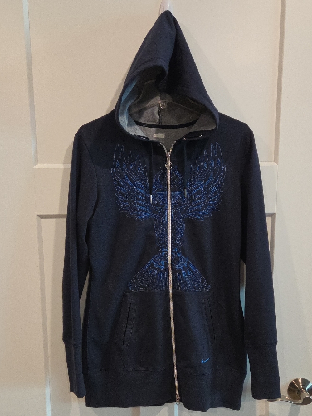 Nike Navy Zip Hoodie with Blue Phoenix Design